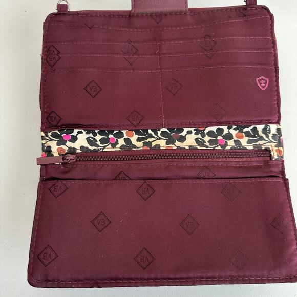 Vera Bradley Wine Microfiber RFID Deluxe All Together Crossbody Wallet NO Straps - Picture 7 of 11